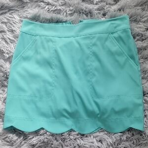 Teal Scalloped Hem Women's Skort